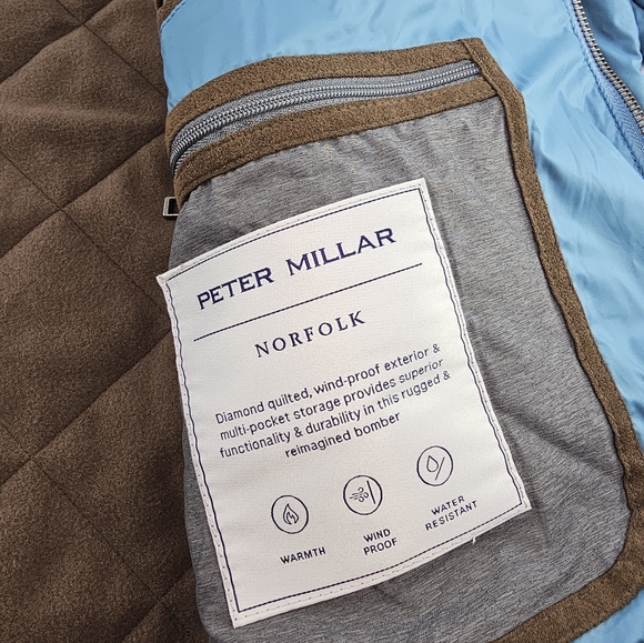 Peter Millar Norfolk Quilted Lightweight Bomber Jacket Blue XXL - Picture 12 of 16